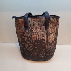 Shoulder Purse Jacquard and Leather  Tessarolo